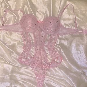 Spencer’s  Body Rage Lingerie Pink Rhimestones